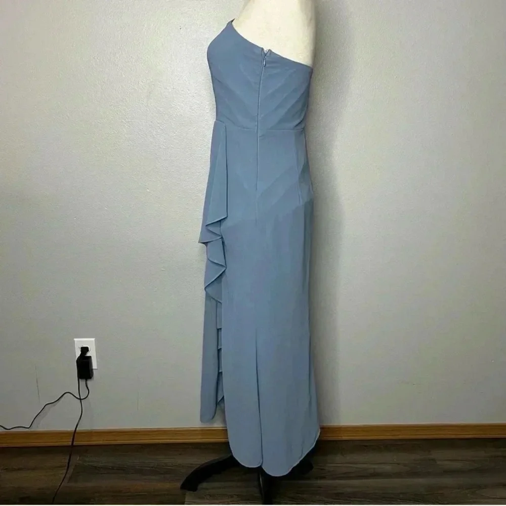 ✝️ Lulu’s | Elegant Blue One-Shoulder Dress - Picture 5 of 9